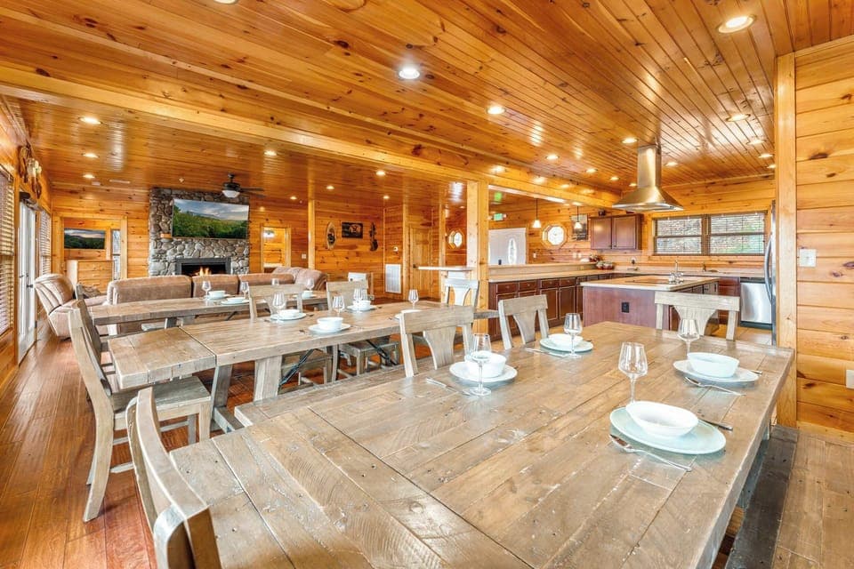 Massive open living, dining, and kitchen area perfect for the whole crew!
