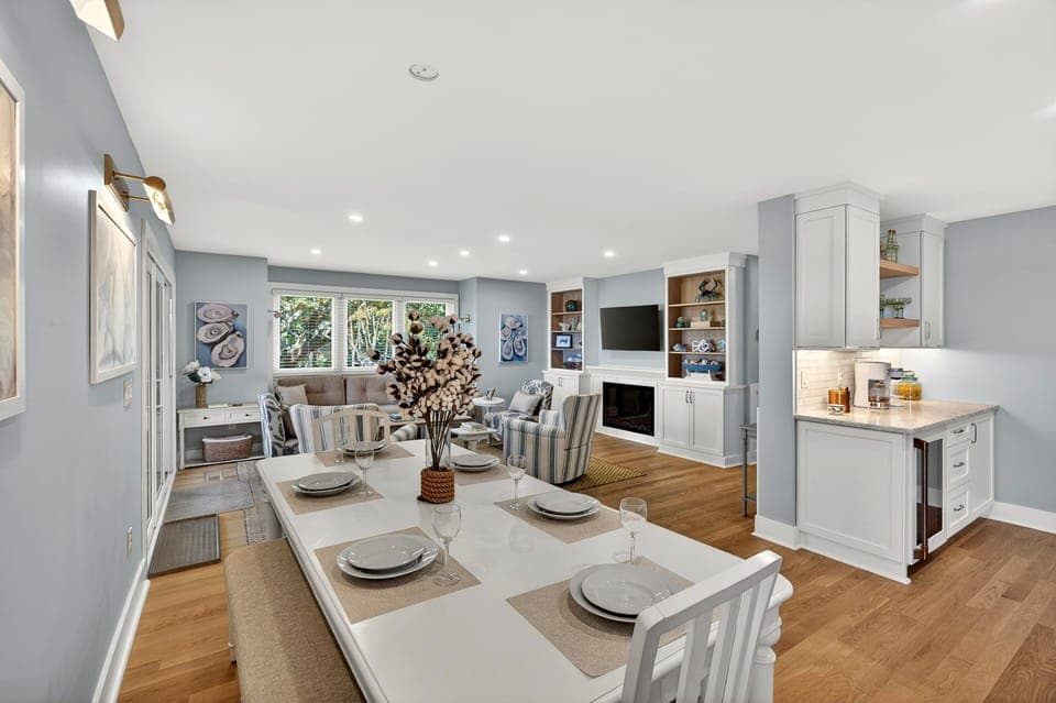 Dining table with bench seating