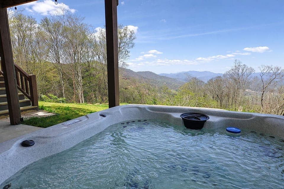Large hot tub that seats 7.  Take in the ever changing view at time of day. 
