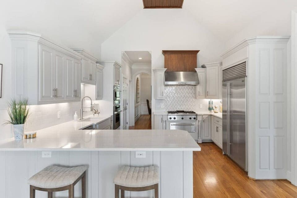 Gourmet kitchen with all the supplies you would need for cooking a meal with your family.
