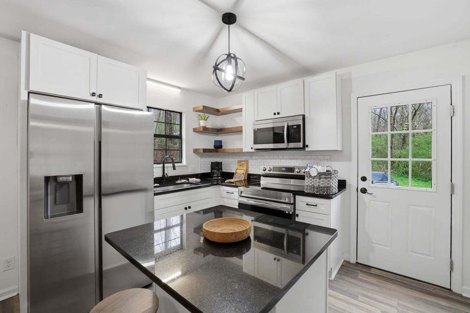 Indoors, Kitchen, Appliance, Refrigerator, Microwave