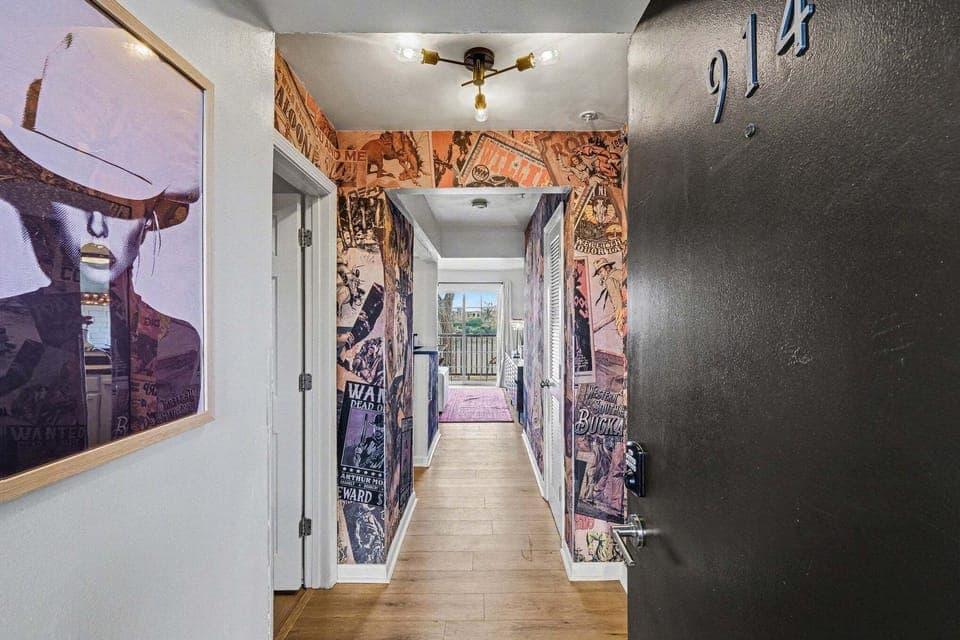 Hallway with western themed decor.