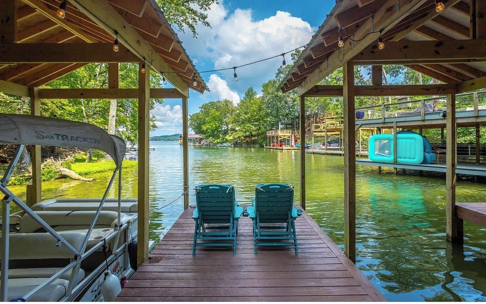 Dock with 2 boat slips (boat pictured not included in rental)