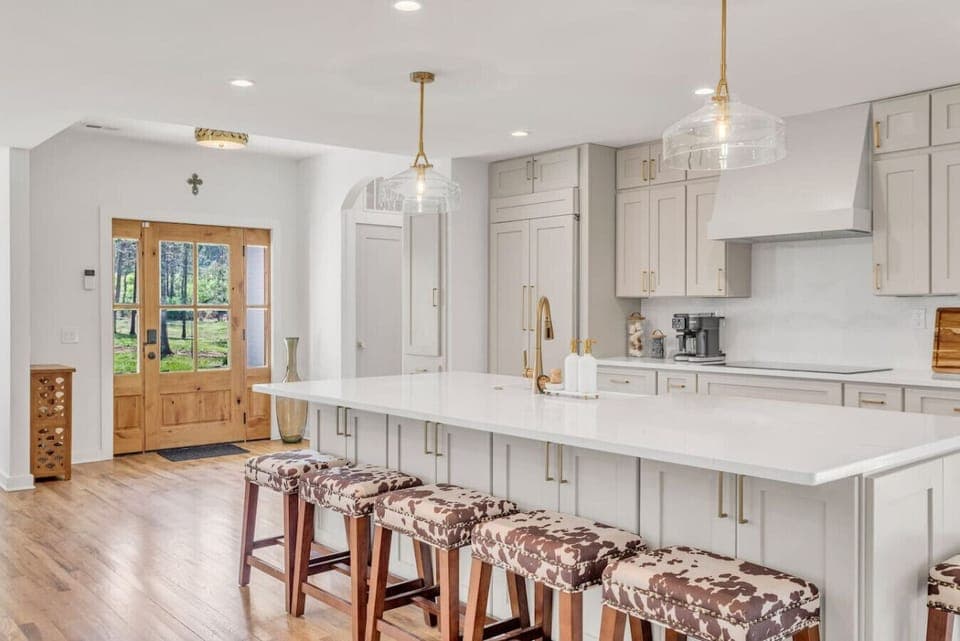 Newly renovated luxury kitchen with high-end appliances, fully equipped for group cooking
