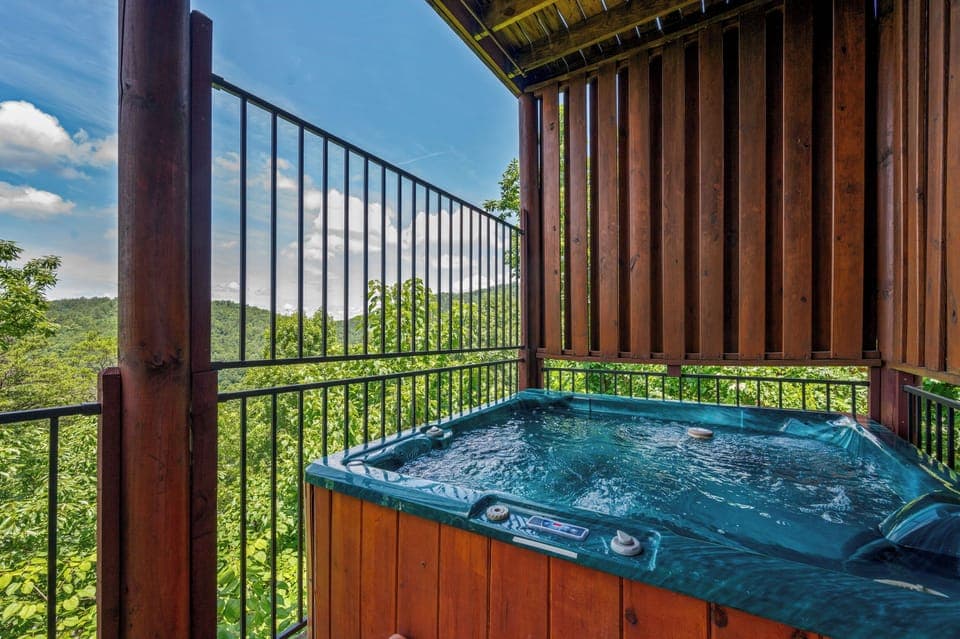 Lazy Bear's hot tub with relaxing views