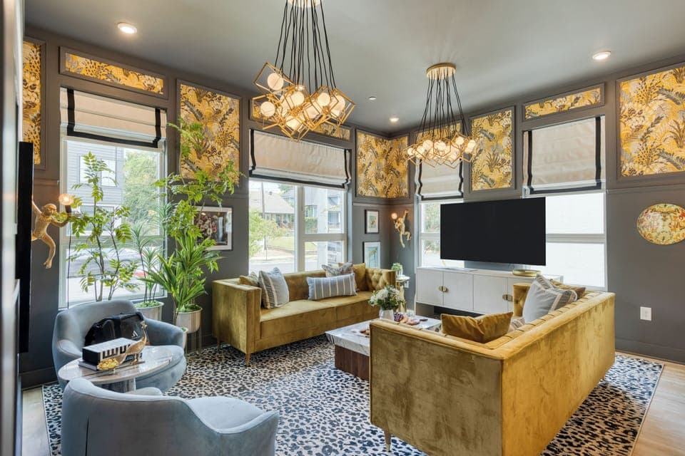 Unit 101: Bright and modern living room.