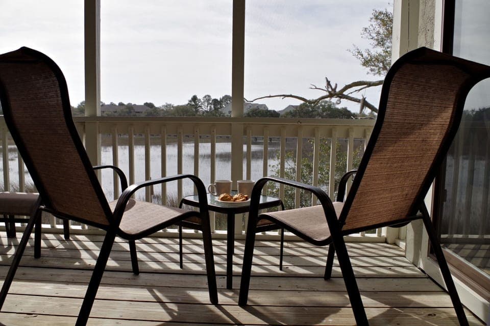 Breakfast on the marsh at high tide.