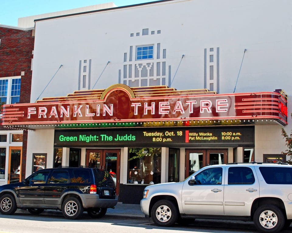 The historic Franklin Theatre.  Sheryl Crow, the Judds and others played here.