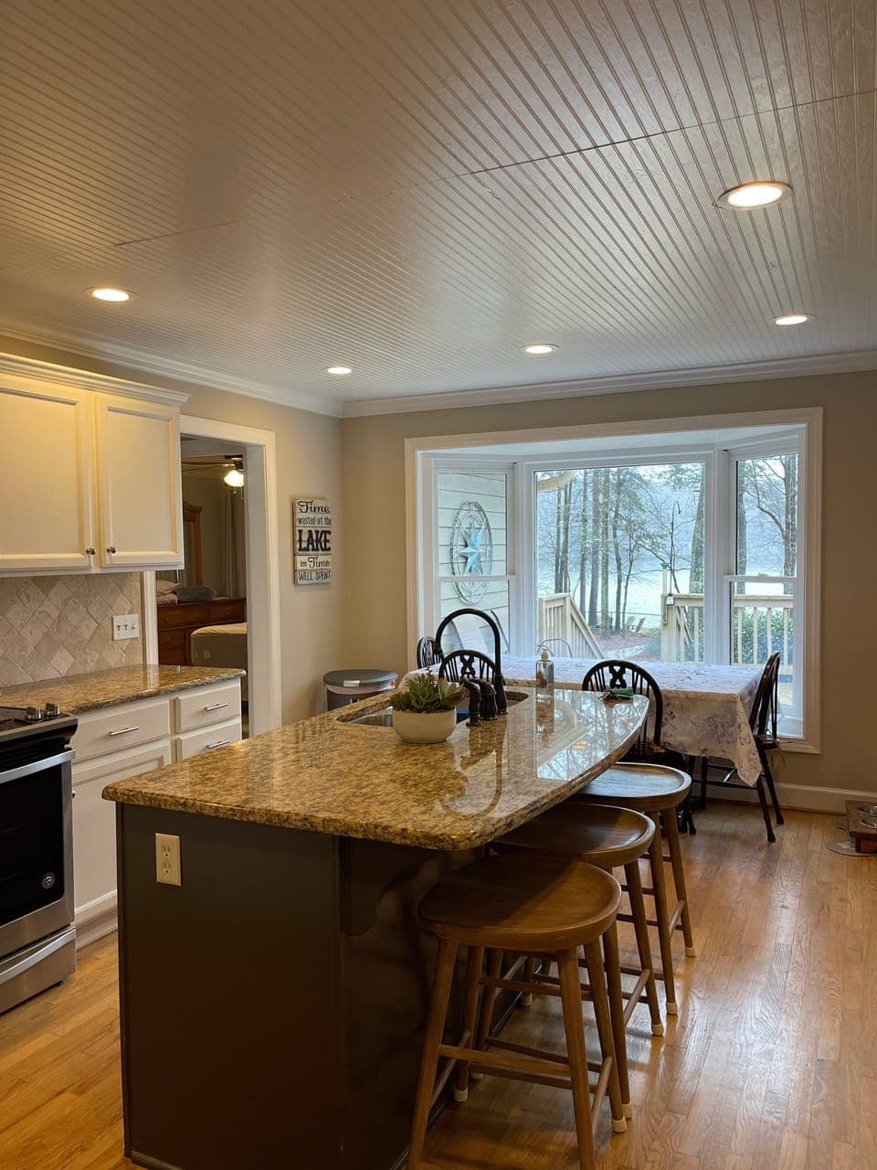 Kitchen looking to lake 