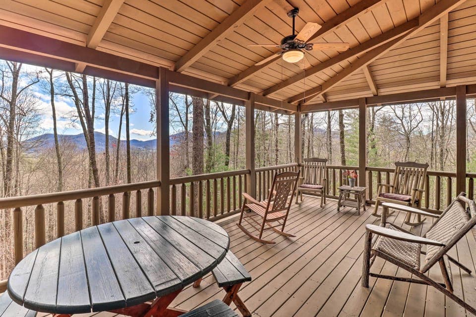 Cashiers Vacation Rental | 4BR | 3.5BA | 2,800 Sq Ft | Steps Required | Winter