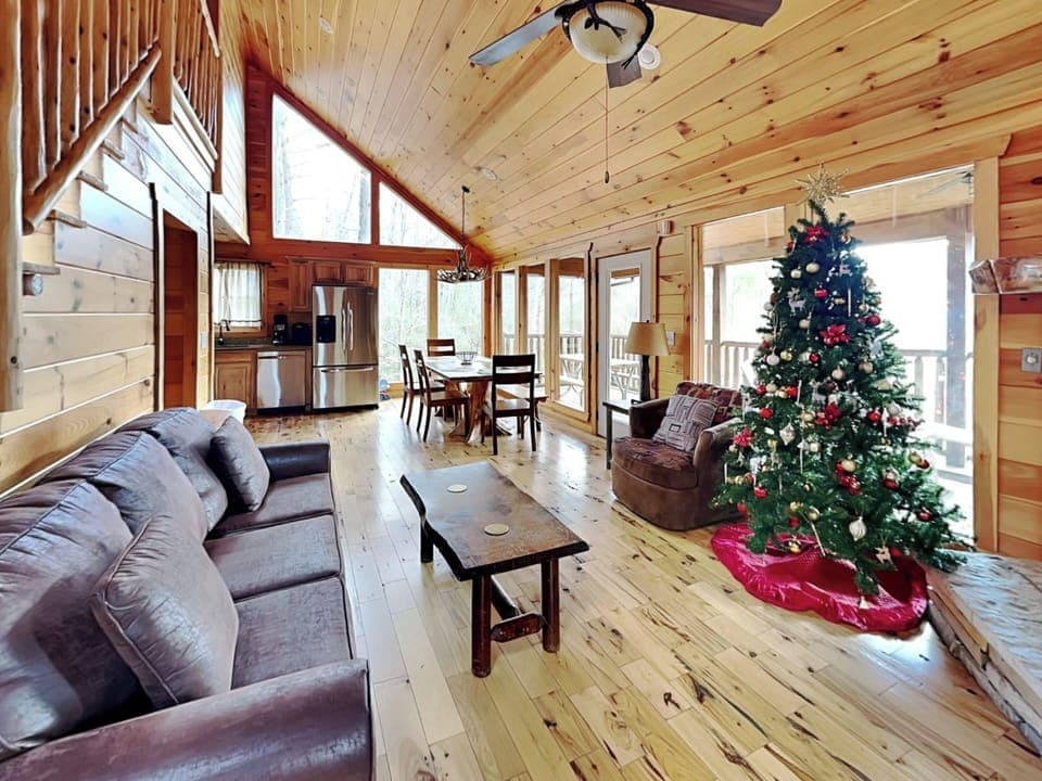 Living Room with Seasonal Holiday Decorations