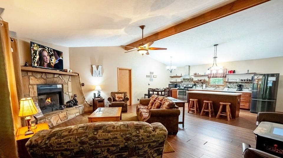 Furniture, Indoors, Living Room, Fireplace, Couch