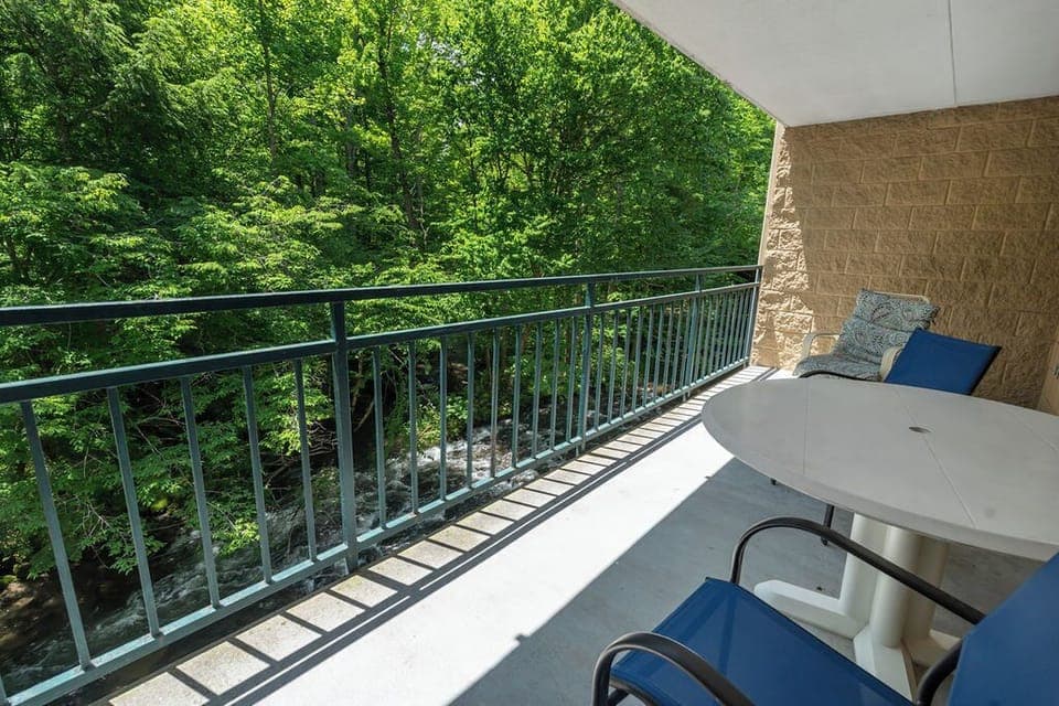 Large balcony overlooking the river
