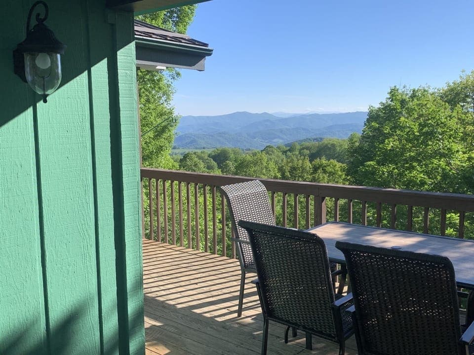Enjoy the Mountain Views while Dining Outside on the Deck