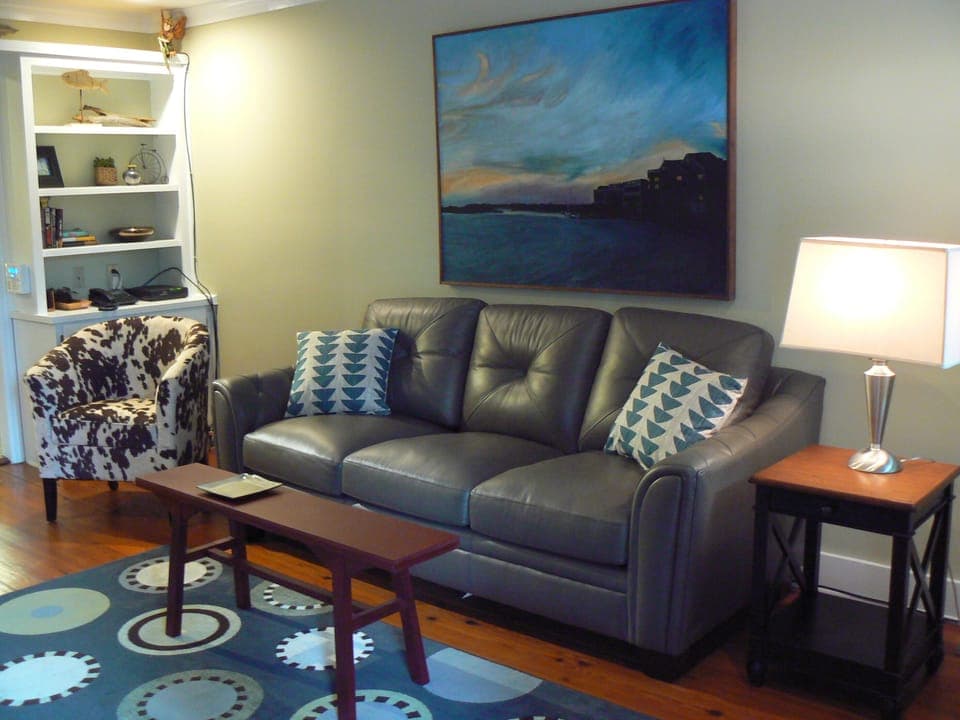 Our comfy family room.Great for TV viewing, reading,or just kicking back.