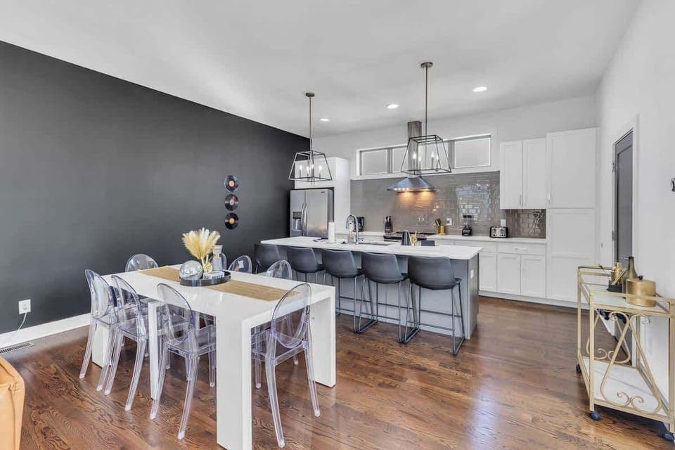 Kitchen, living, and dining are open and spacious perfect for gatherings.