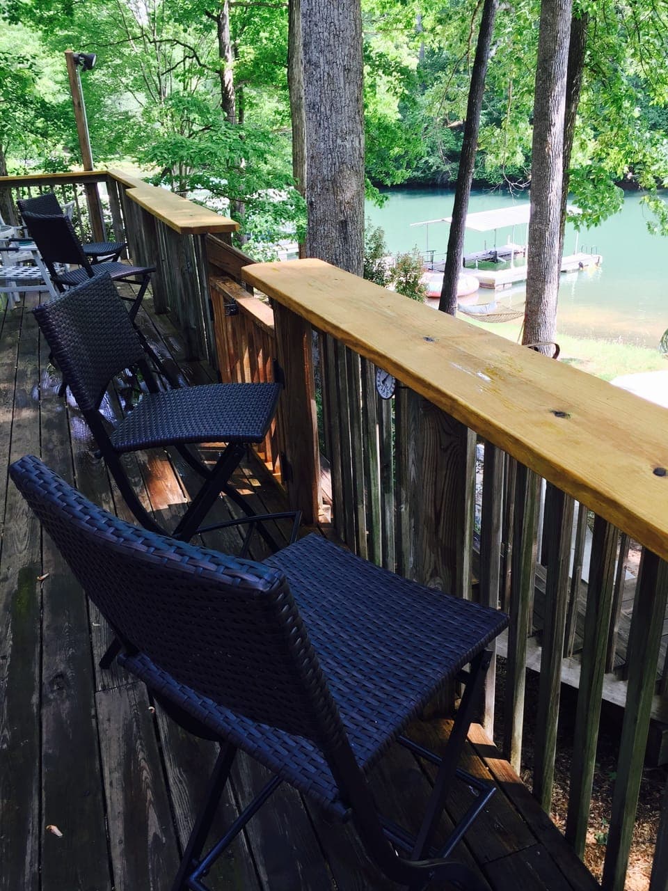 Balcony height seating for lake viewing