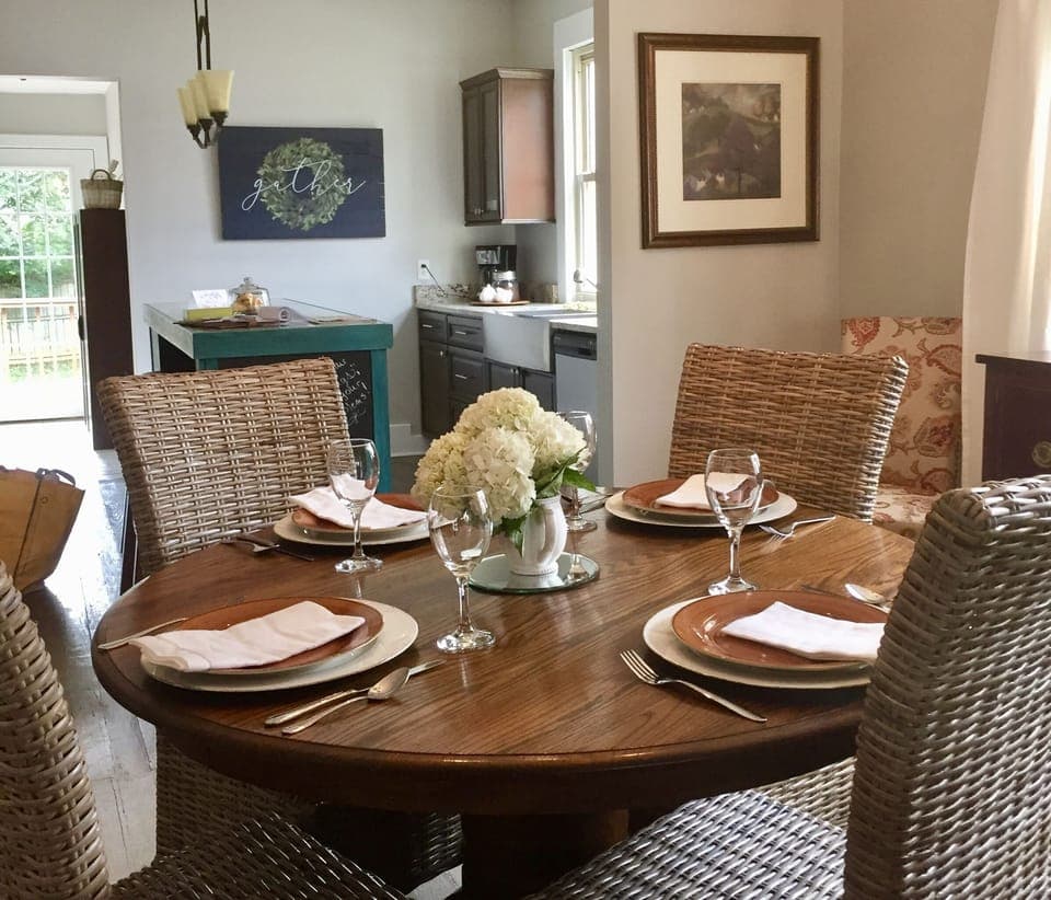 Dining room in center of home for gathering 