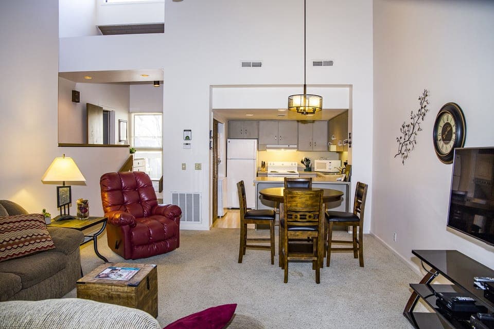 Living area and open dining