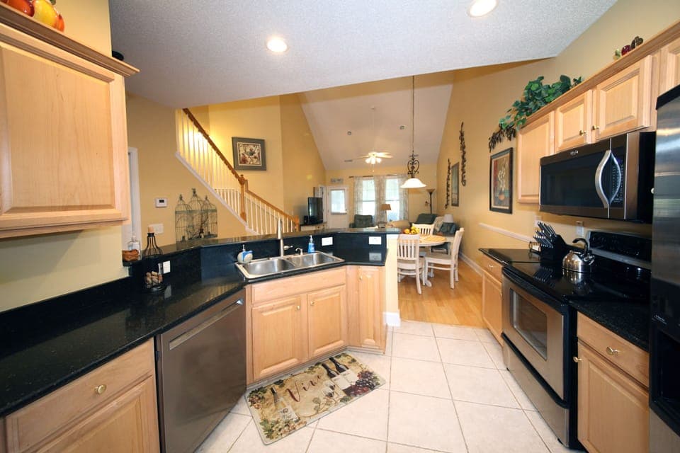 Fully stocked kitchen with your choice of a regular Cuisinart coffee pot  Keurig