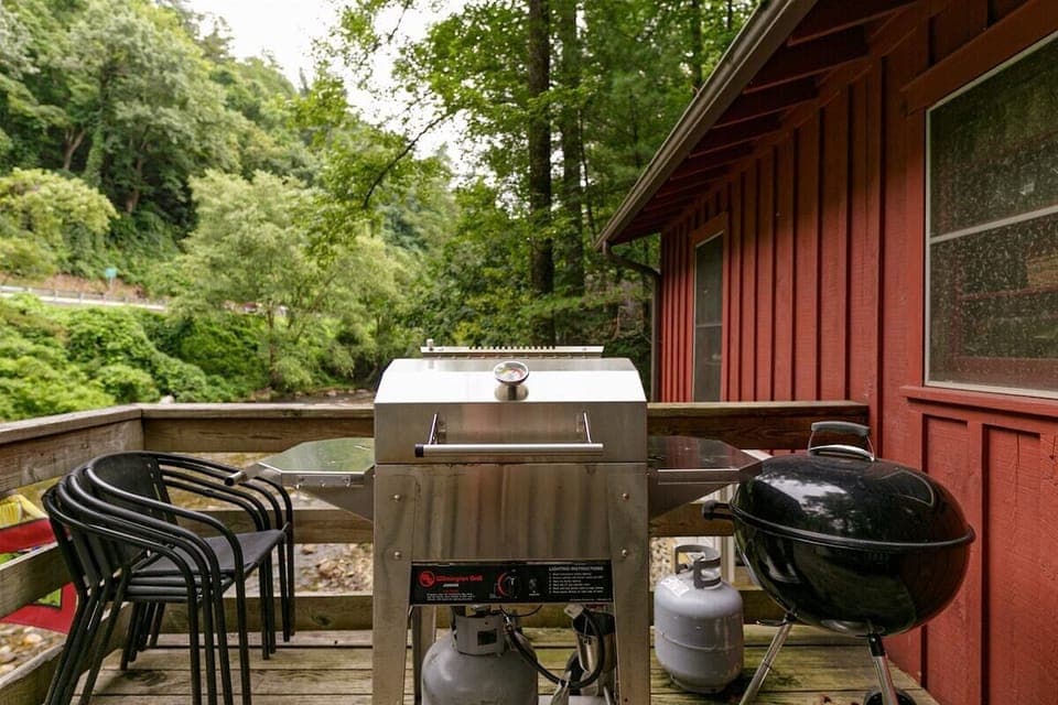 Gas grill on deck