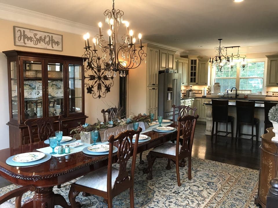 Dining room, open to kitchen and family room