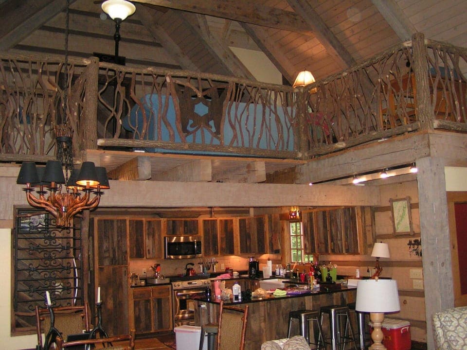 Looking up to the loft area