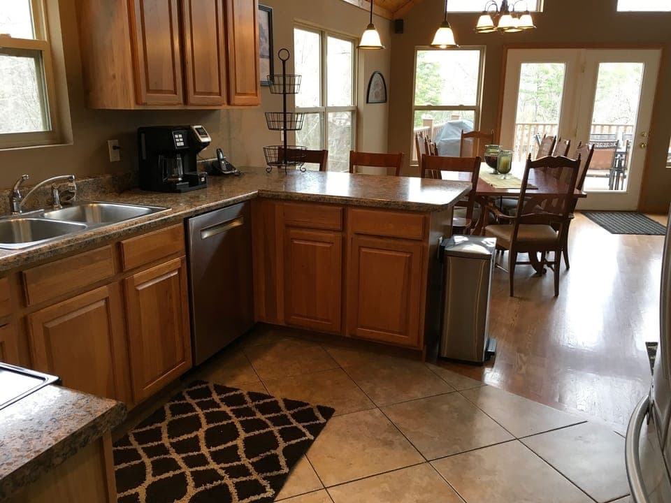 Kitchen with bar seating for 3