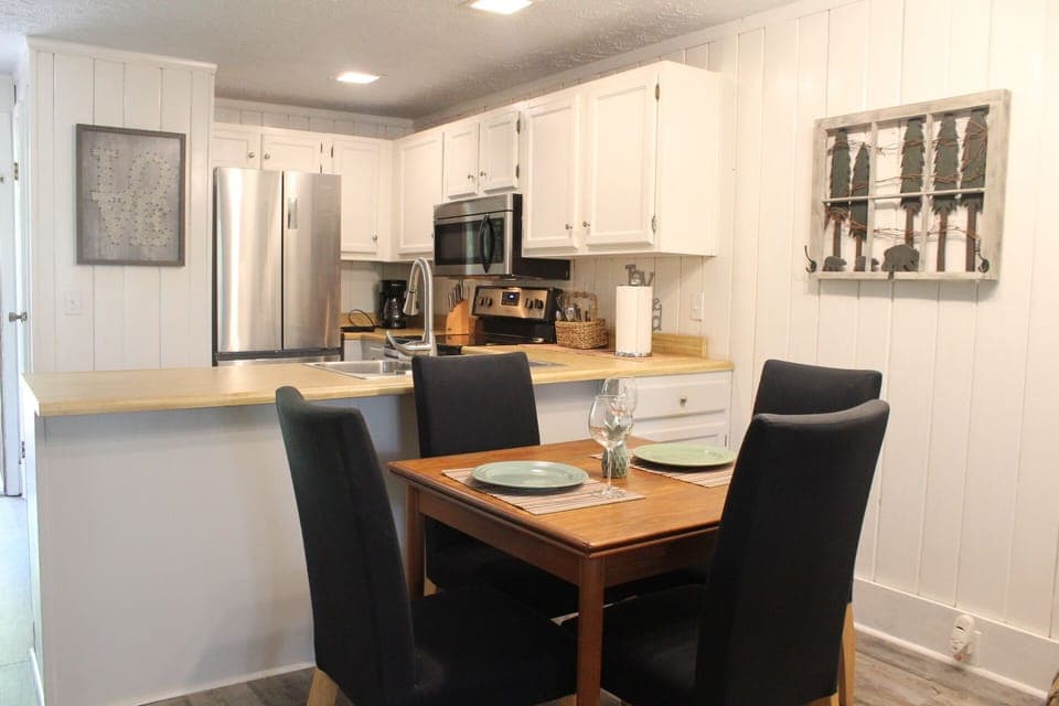 Updated kitchen with new stainless appliances. 