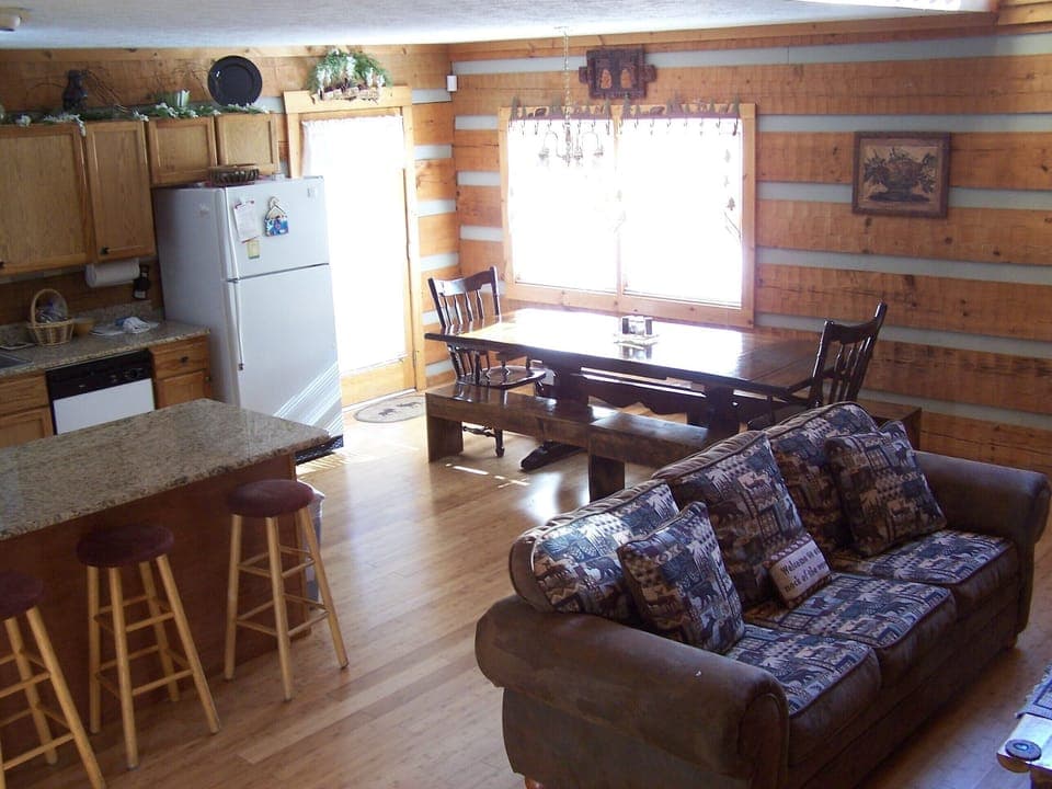 Kitchen, Dining, and Living room area