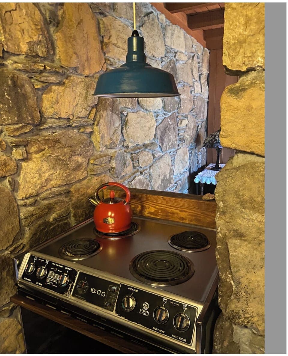 Range with a view into the inglenook