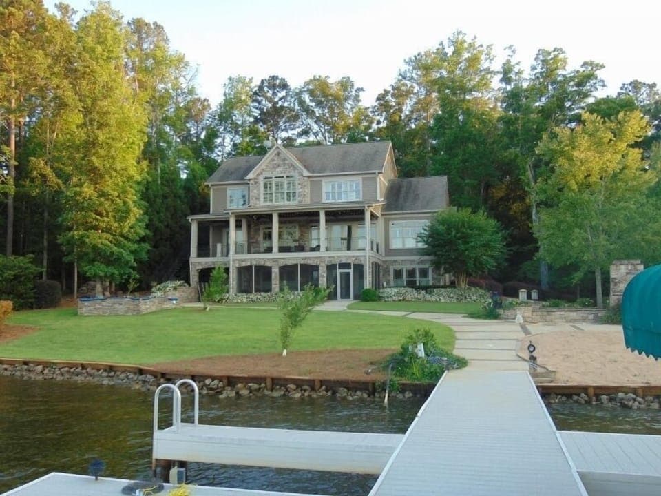View from Dock with ladder leading out of lake 