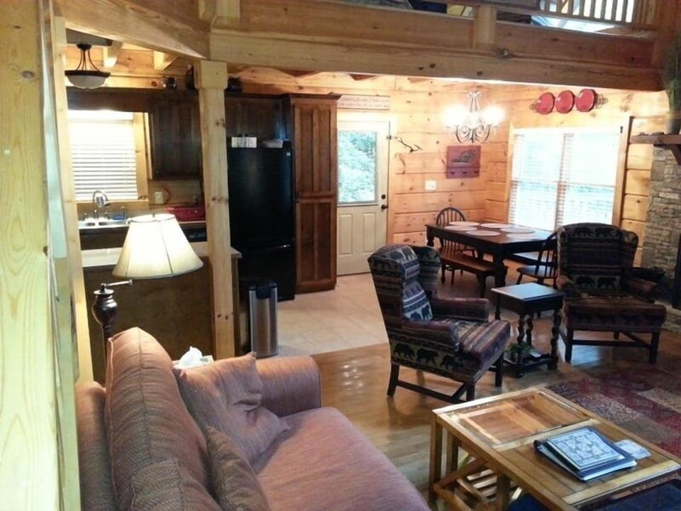 View of livingroom from rear of cabin