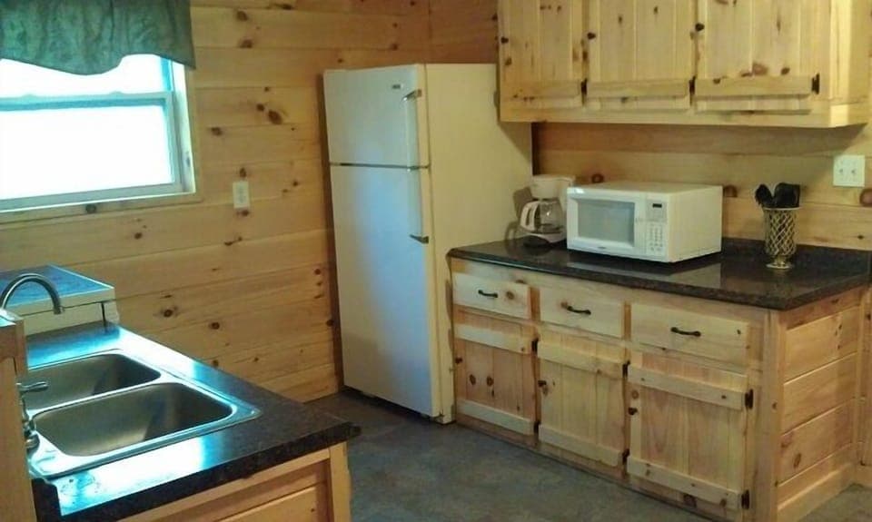 The kitchen area has everything you need.