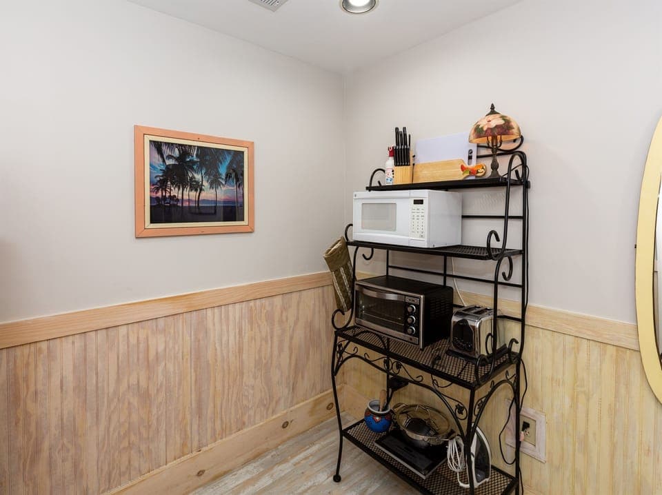 Studio kitchen ahs essentials seen here plus a portable cooktop.