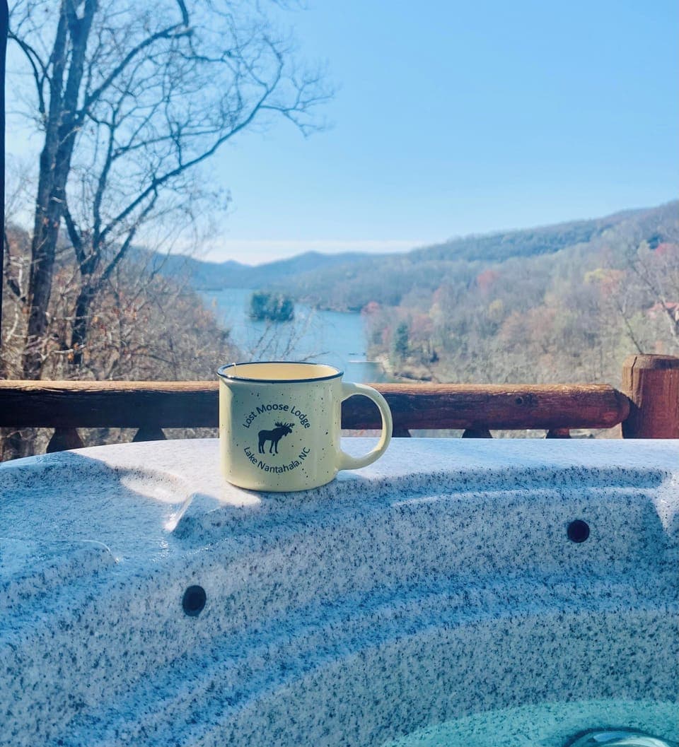 Morning coffee from the hot tub!