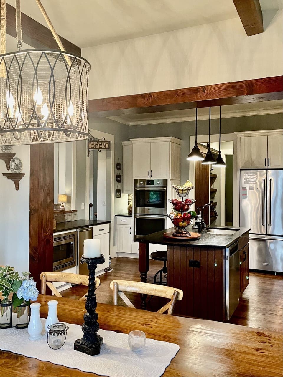 View from dining room to kitchen.