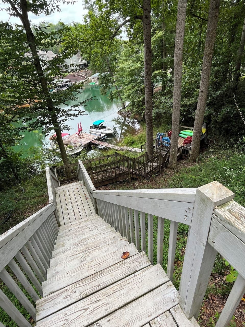 Steps down to lake