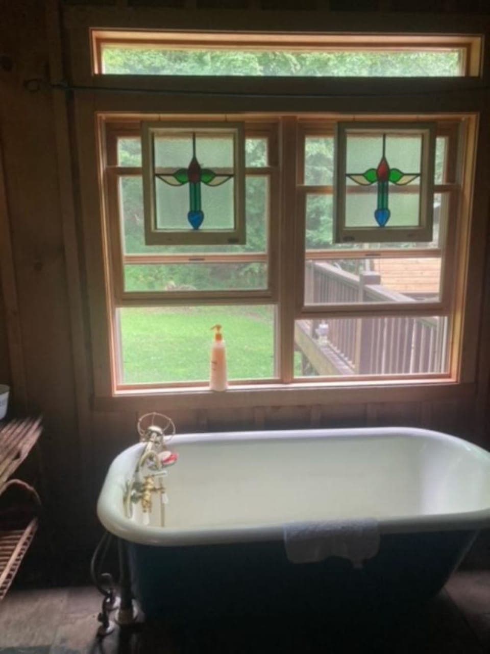 2nd floor bathroom footed tub.