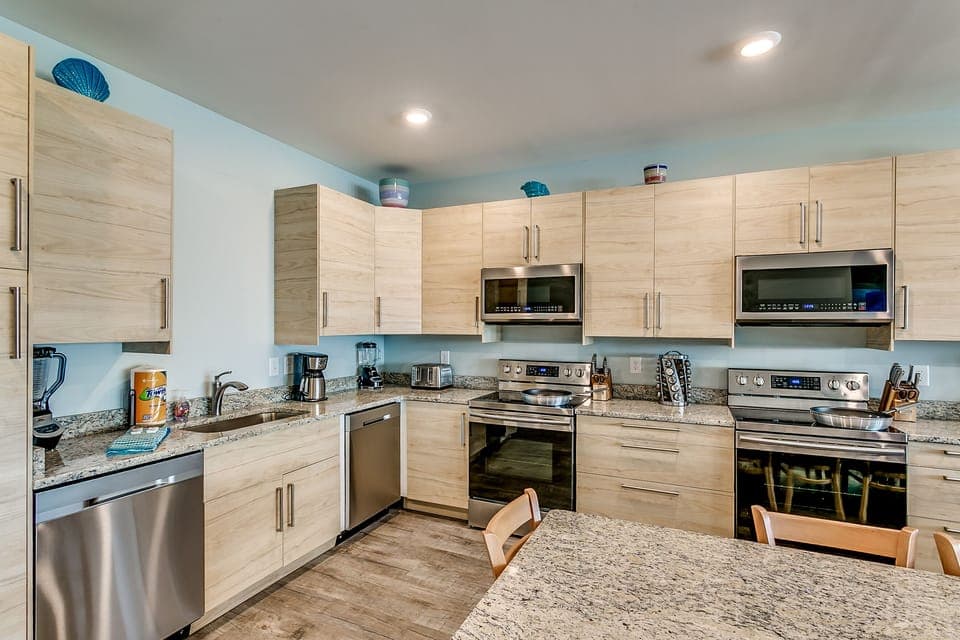 Large kitchen with ample preparation space