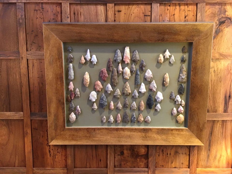 A few of the hundreds of arrowheads found on our property over the years.