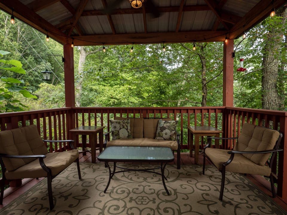 Covered deck with outdoor seating