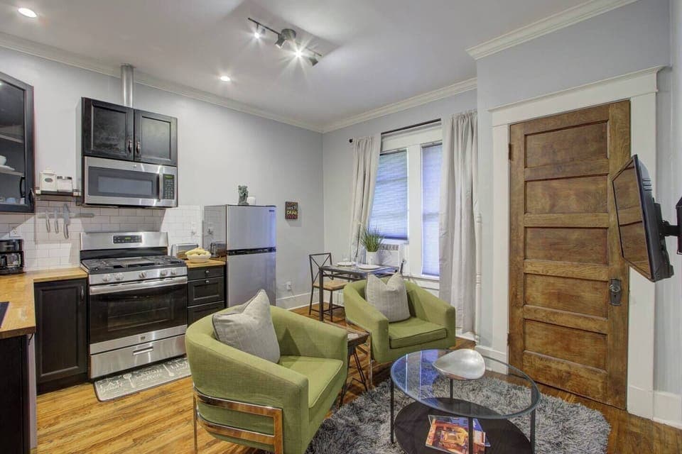 Welcoming view of the kitchen and living room, the heart of the home.