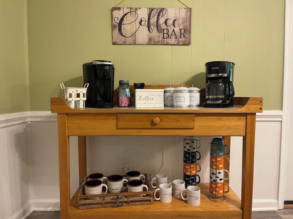 Brew a cup of coffee with our Keurig or traditional coffee maker 