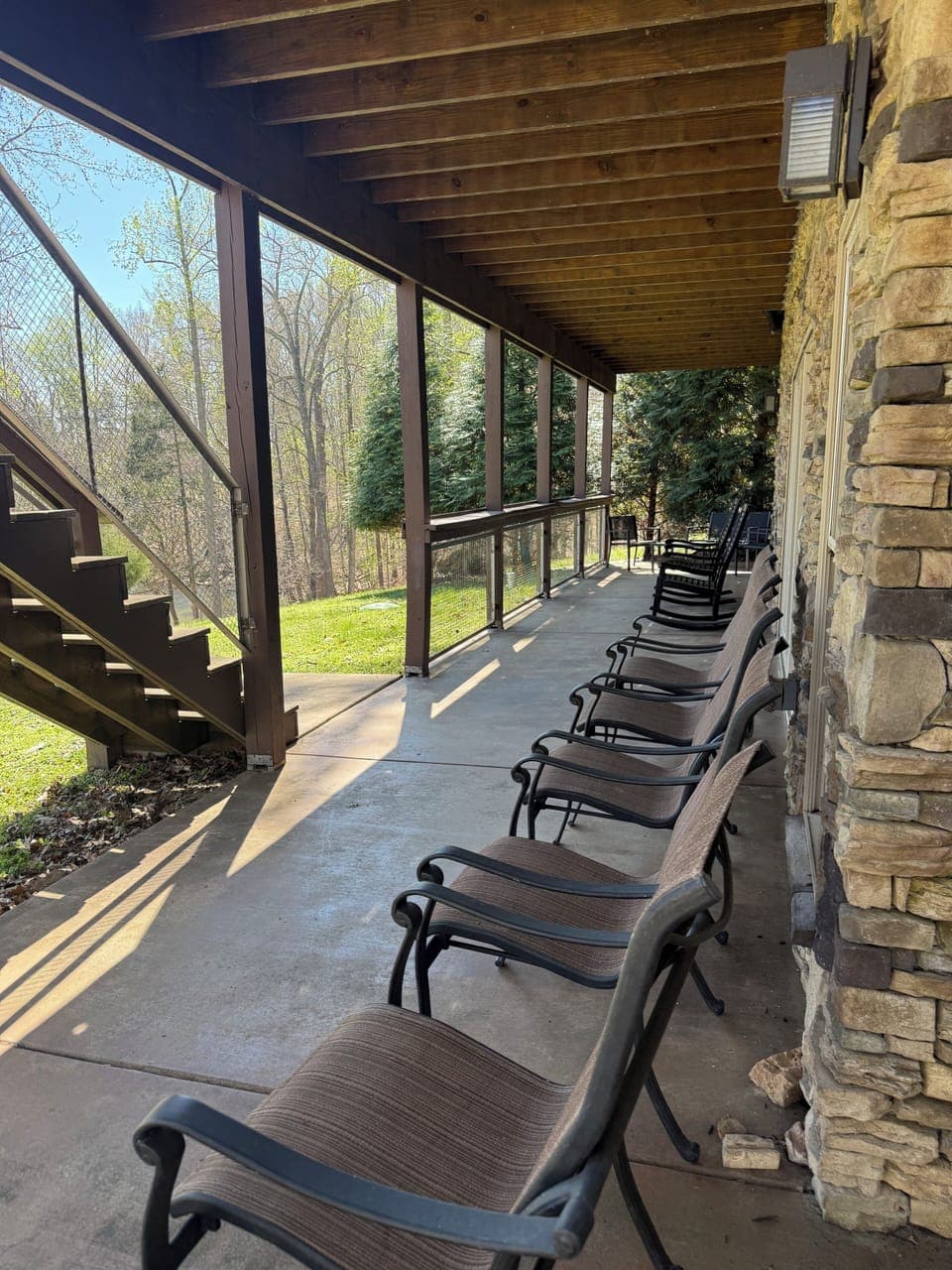 Plenty of outdoor seating on patio downstairs.