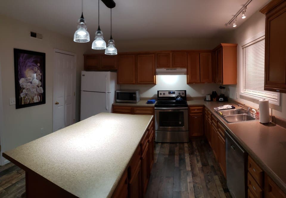 Large chef kitchen, great work island space to create, eat or share family time
