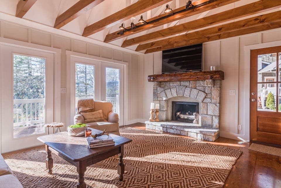 Gas fireplace.