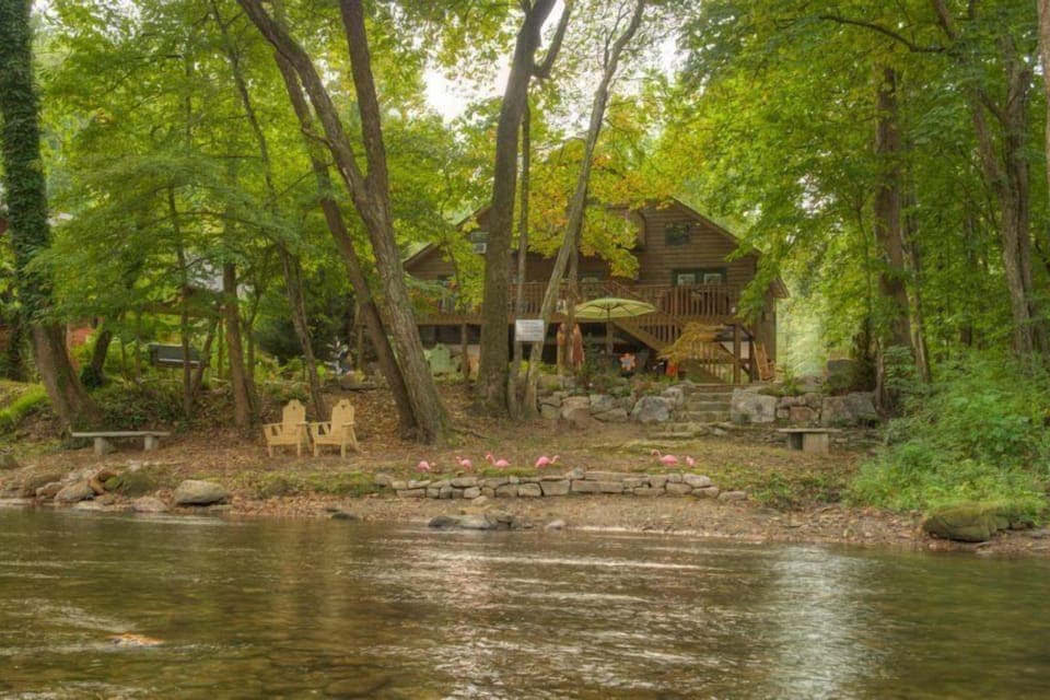 View from the other side of the river. Enjoy the natural sandy beach or fish.