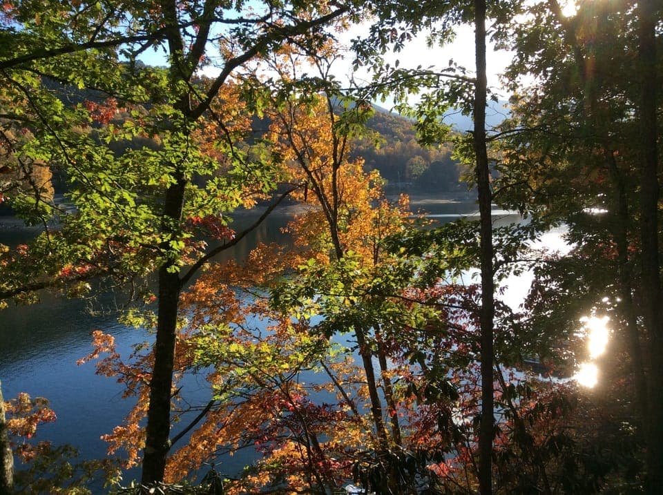 Amazing views overlooking Lake Nantahala just footsteps below. 