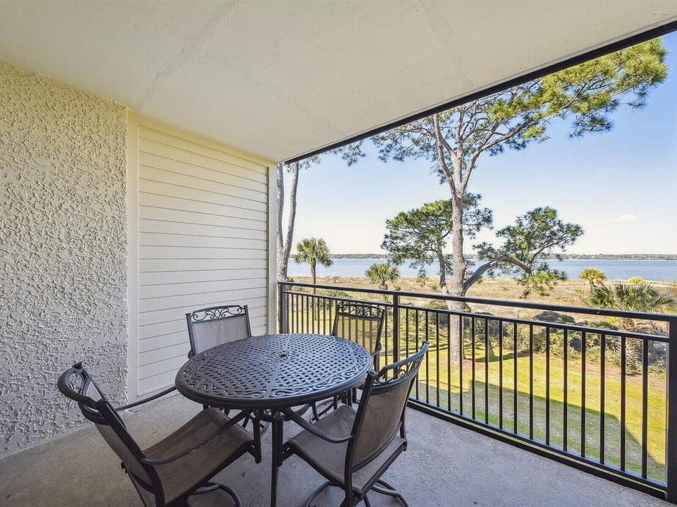Private 2nd Floor Balcony off Living Room at 1890 Beachside Tennis